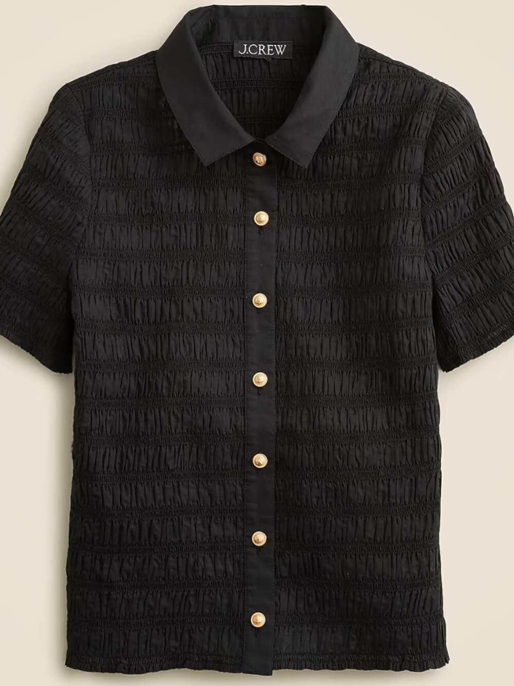 J. Crew Smocked button-up shirt in cotton-blend voile